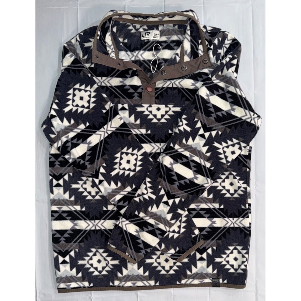 LIV‎ 1/4 Snap Pullover Sweater Sz M Fleece Outdoor Casual Aztec